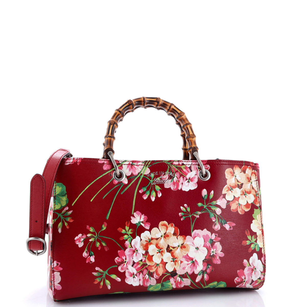 Bamboo Shopper Tote Blooms Print Leather Medium