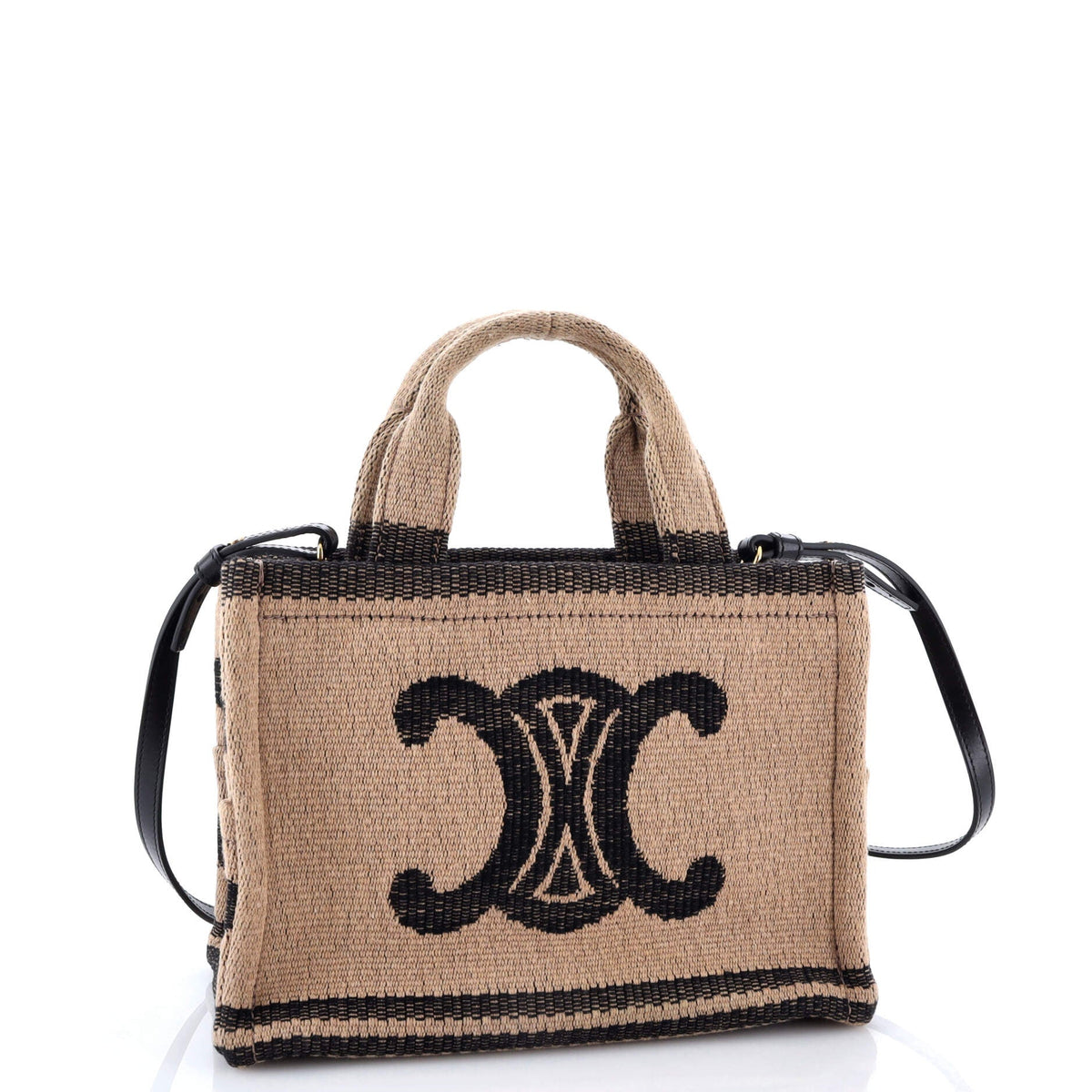Cabas Thais Tote Triomphe Print Raffia Small
