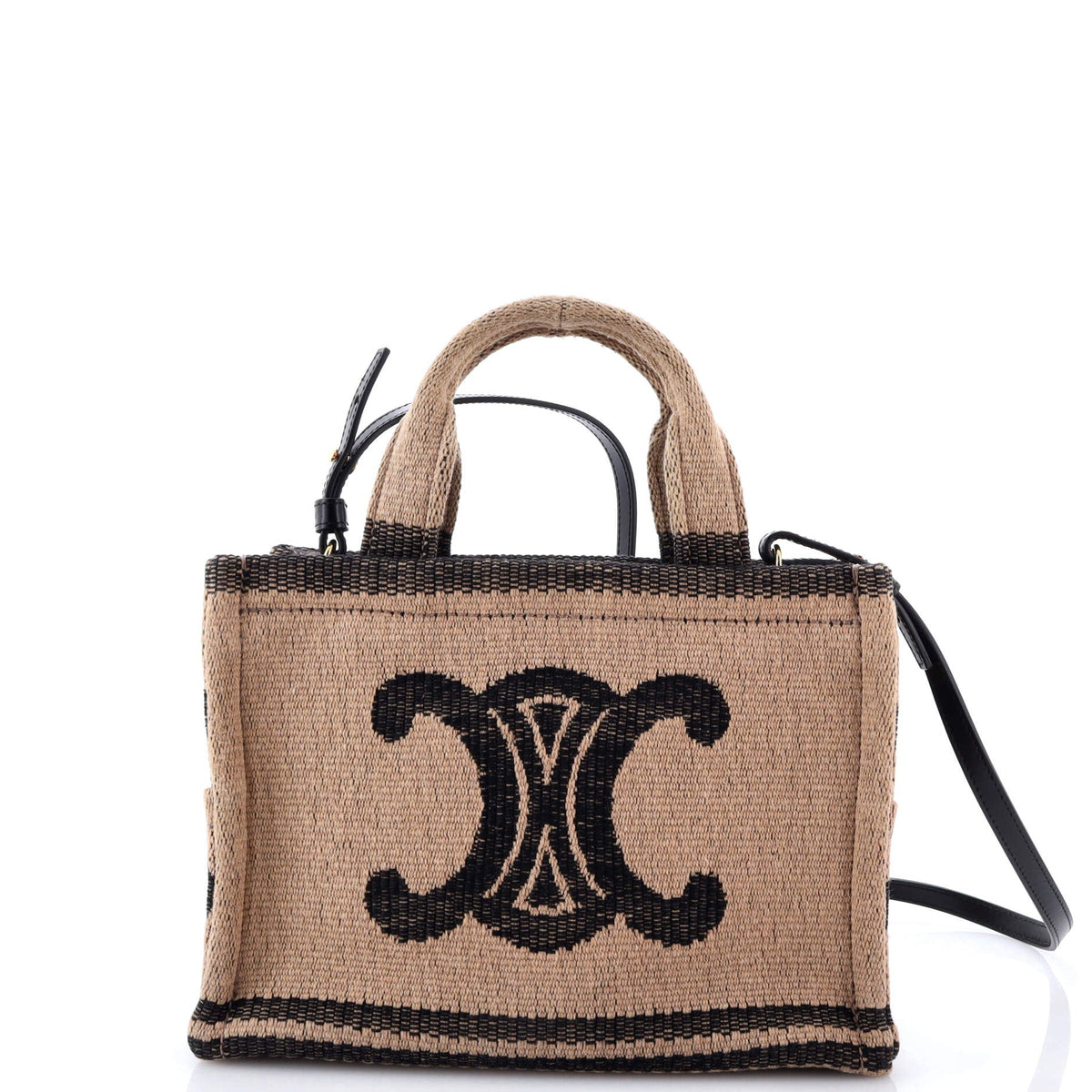 Cabas Thais Tote Triomphe Print Raffia Small