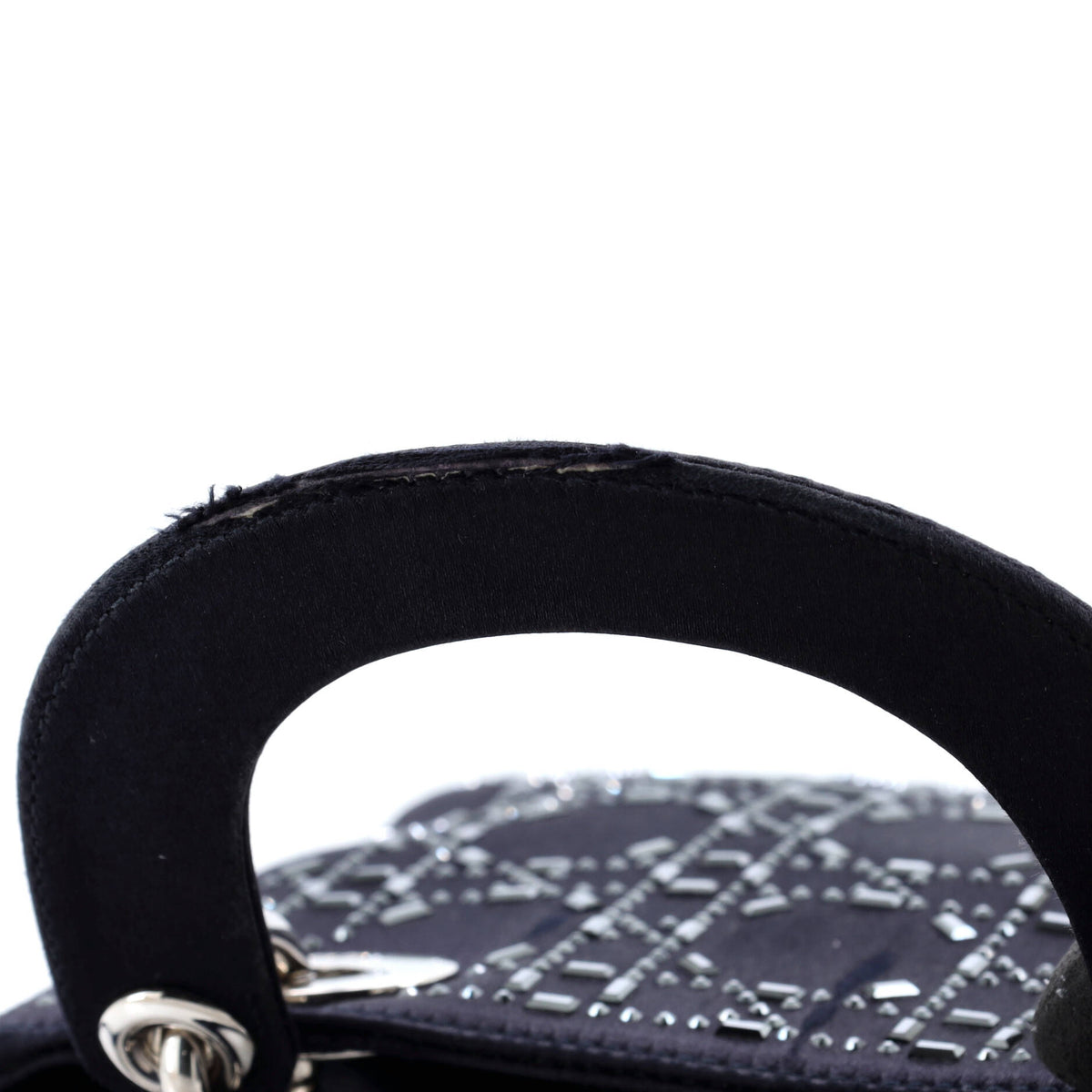 Lady Dior Bag Crystal Embellished Cannage Quilt Satin Mini