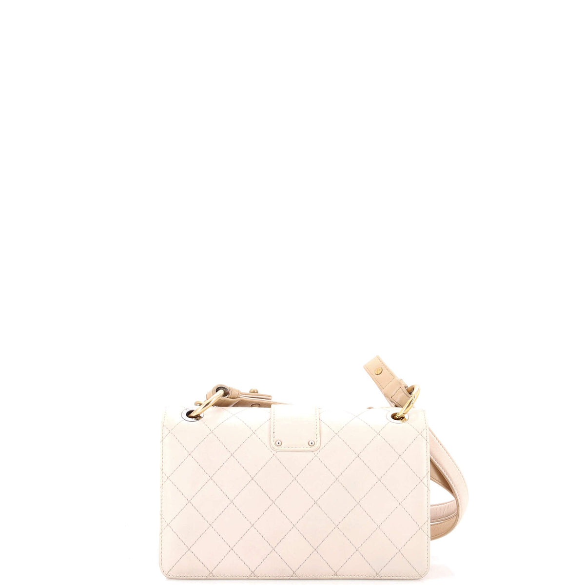 CC Chain Flap Shoulder Bag Quilted Calfskin Small