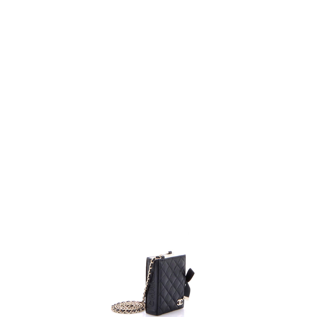 CC Book Card Holder with Chain Quilted Lambskin