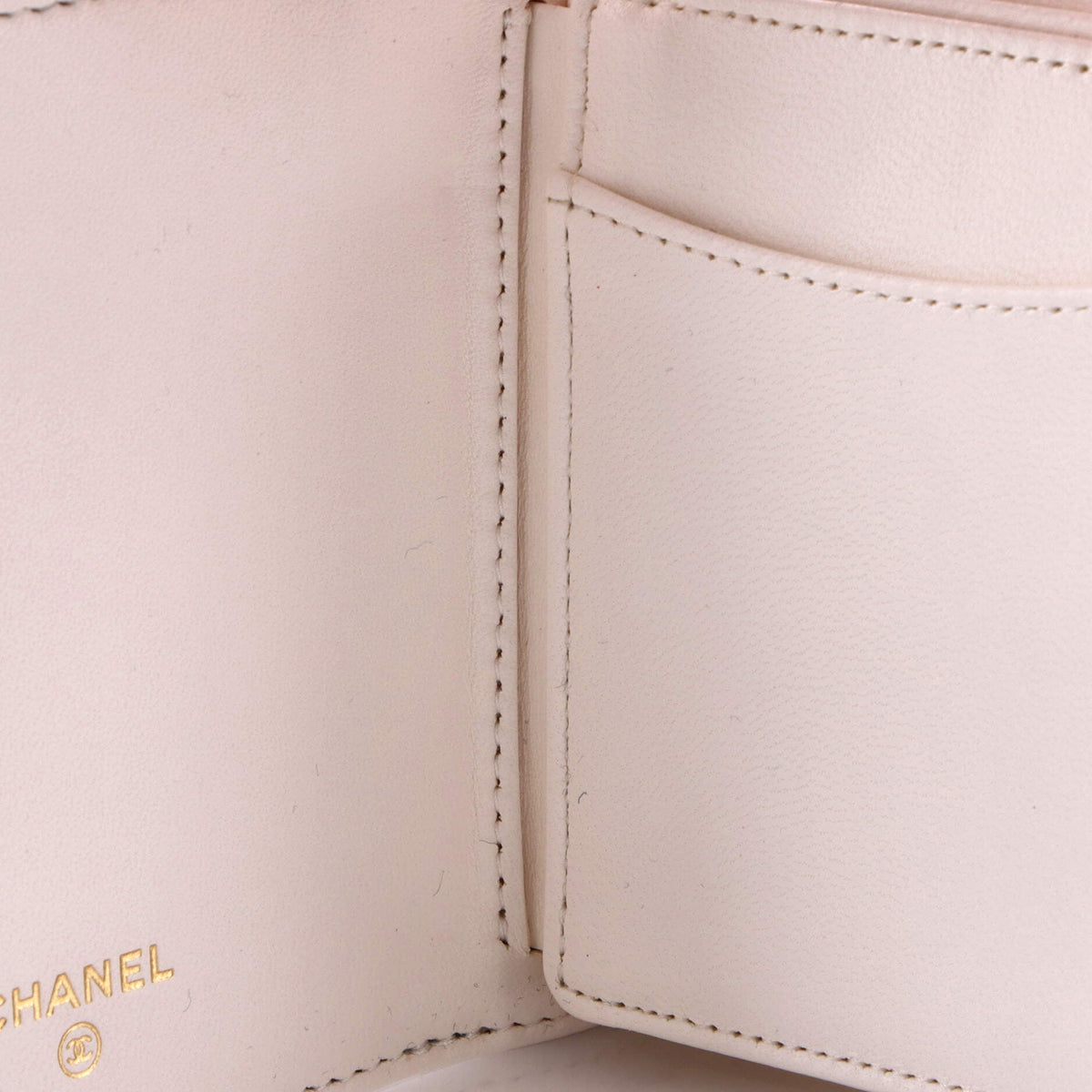 CC Book Card Holder with Chain Quilted Lambskin