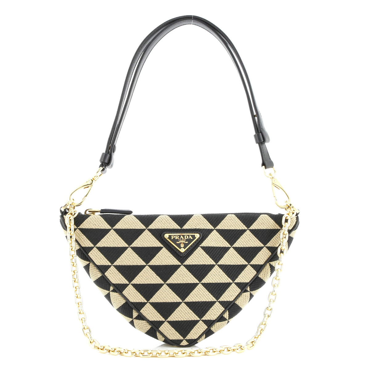 Symbole Triangle Bag Leather and Jacquard Mini