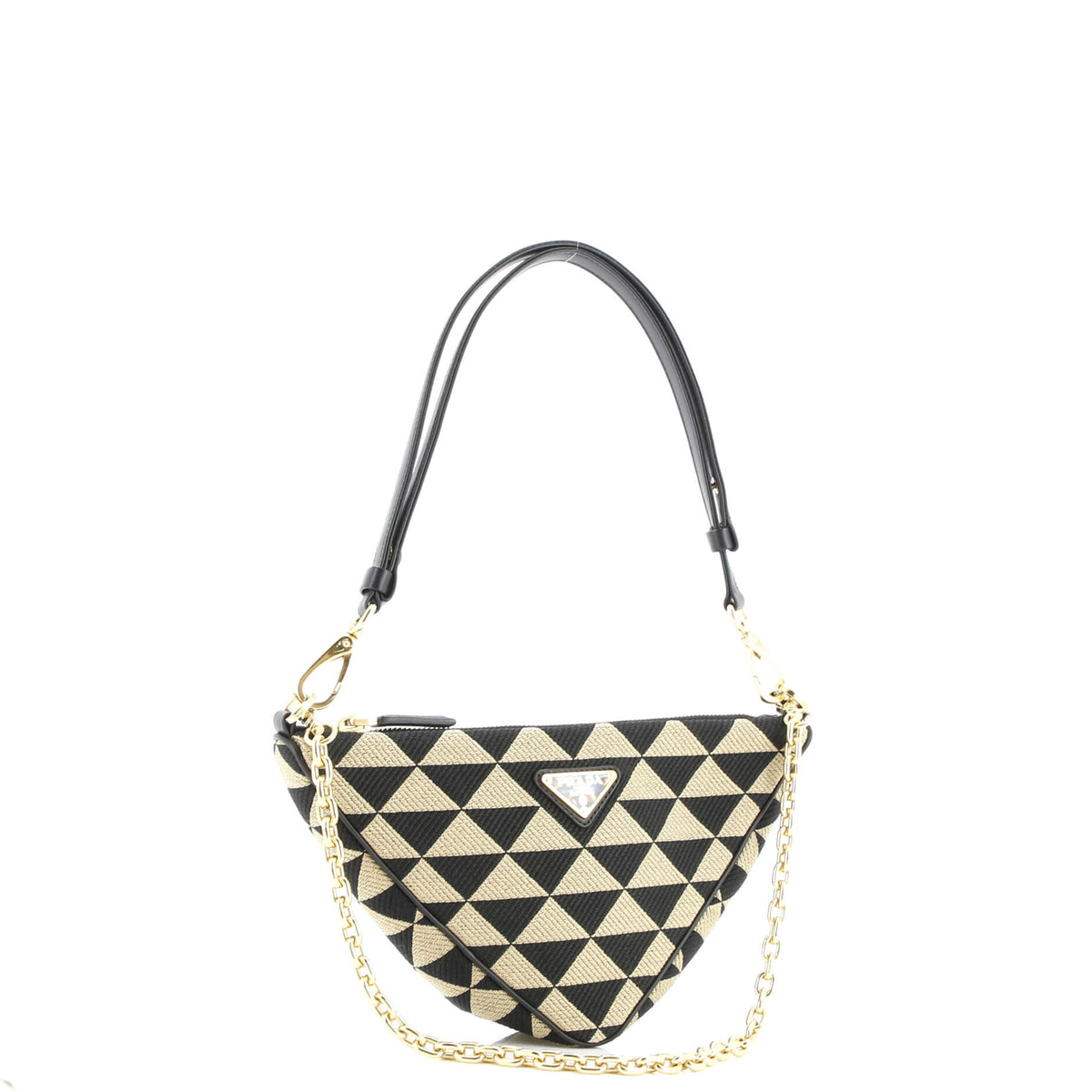 Symbole Triangle Bag Leather and Jacquard Mini