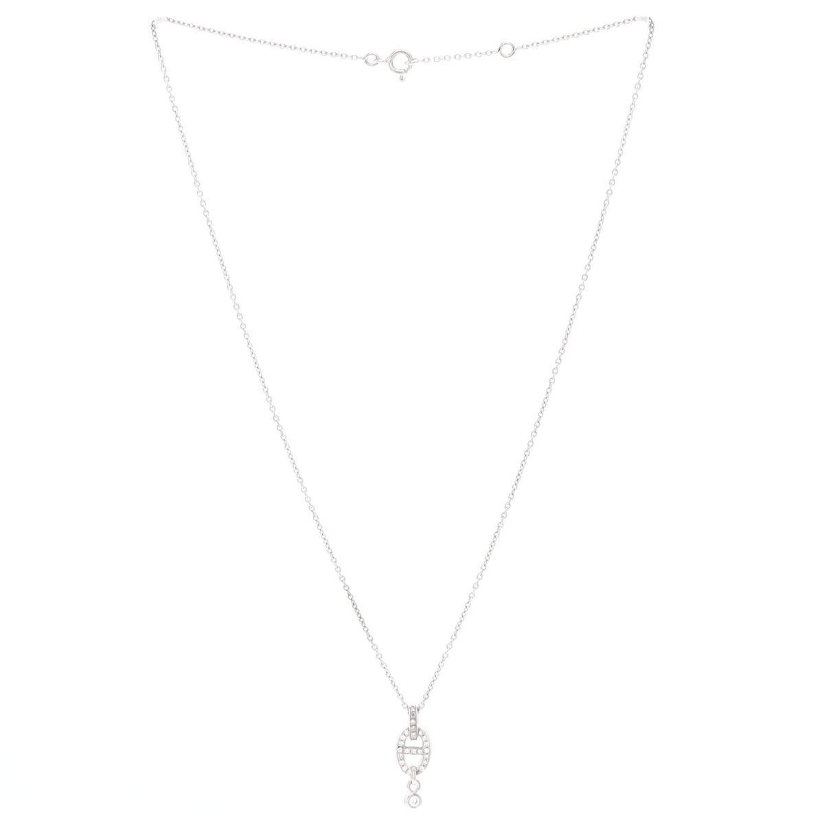 Chaine d'Ancre Enchainee Pendant Necklace 18K White Gold and Pave Diamonds PM