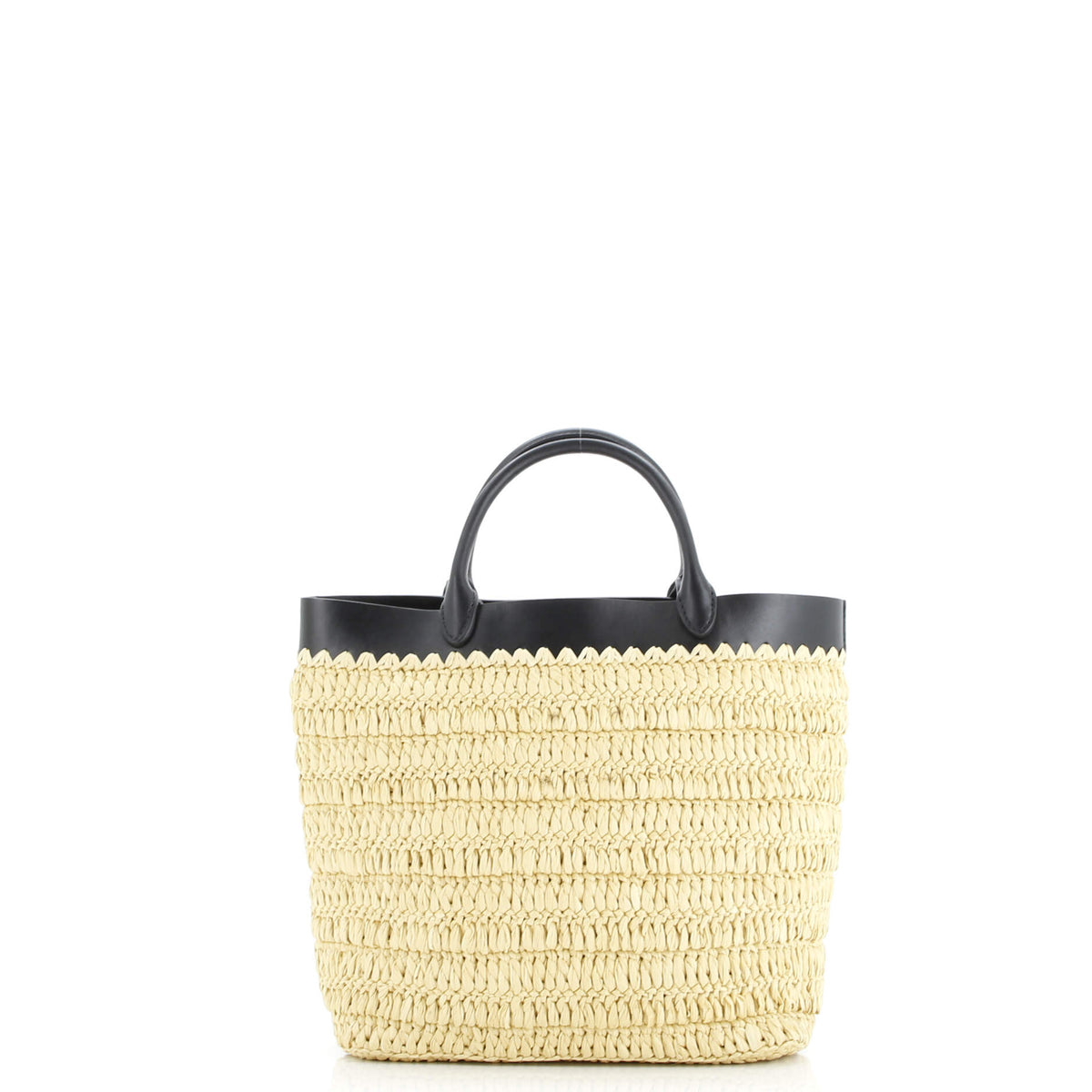 Logo Shopping Tote Raffia and Leather Small