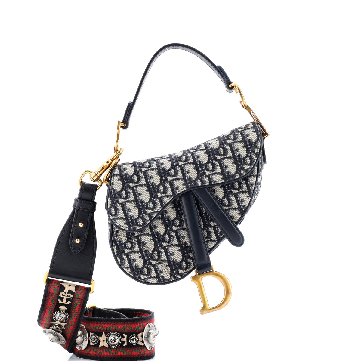 Saddle Handbag with Strap Oblique Canvas Mini