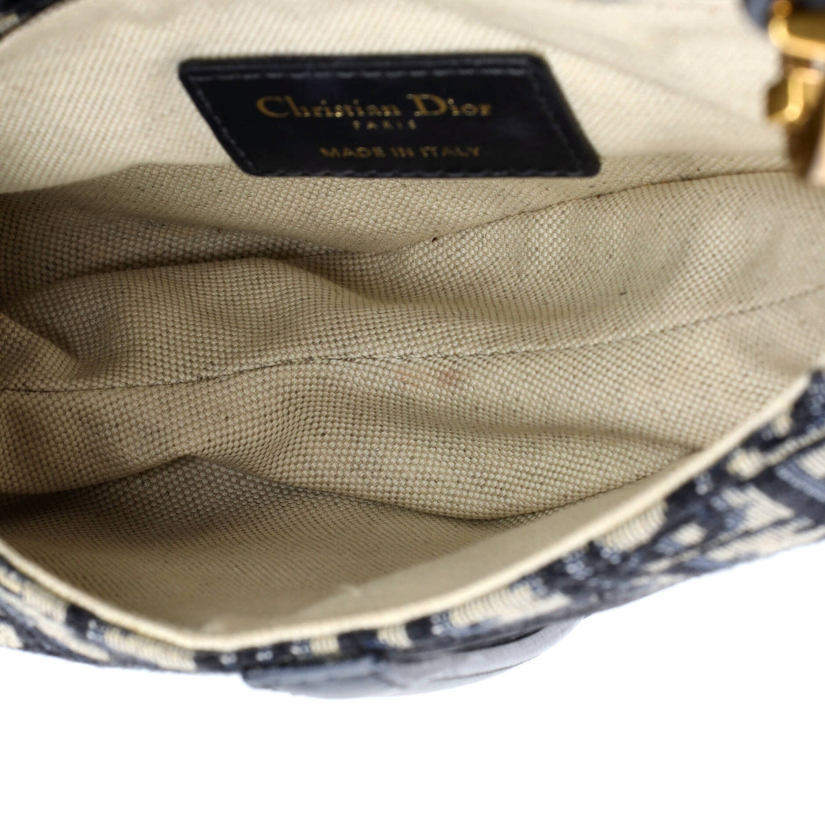 Saddle Handbag with Strap Oblique Canvas Mini