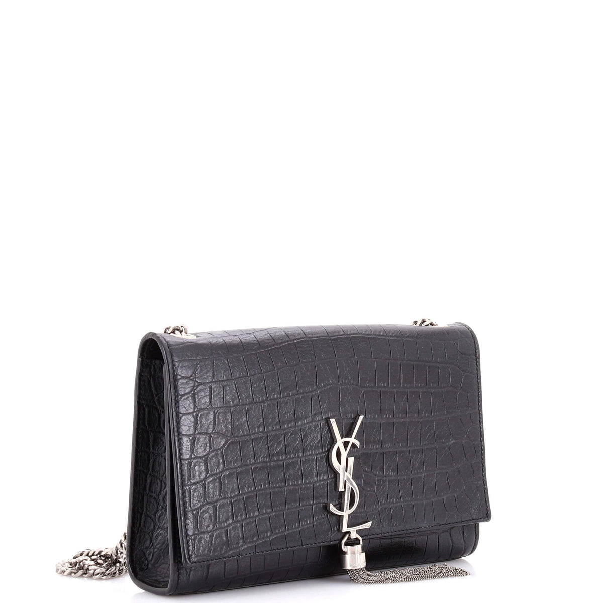 Classic Monogram Tassel Crossbody Bag Crocodile Embossed Leather Medium