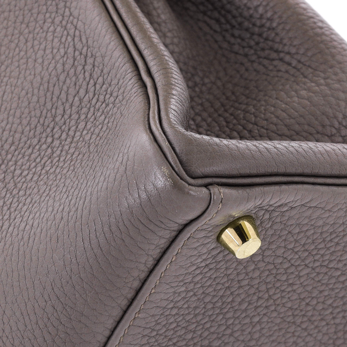 Kelly Handbag Grey Clemence with Gold Hardware 32