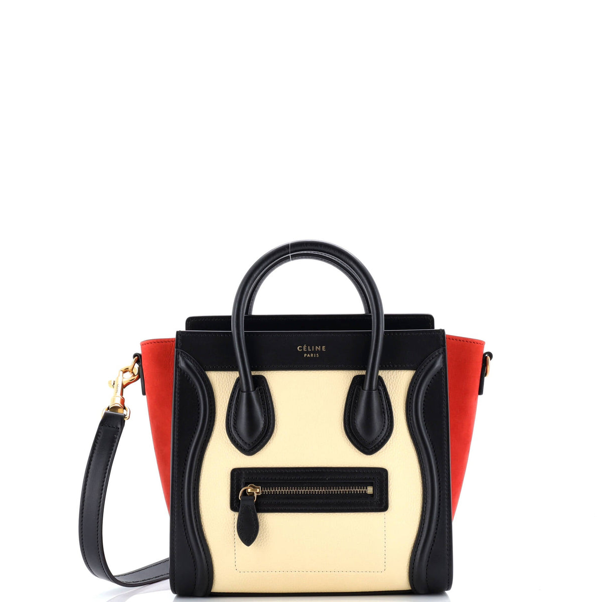 Tricolor Luggage Bag Leather Nano