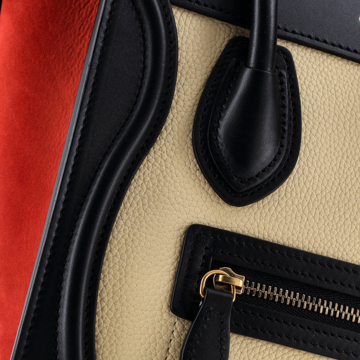 Tricolor Luggage Bag Leather Nano