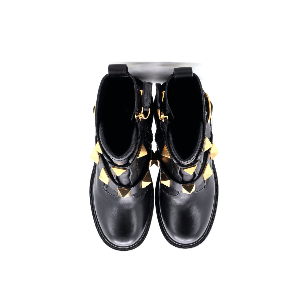 Women's Roman Stud Combat Ankle Boots Leather