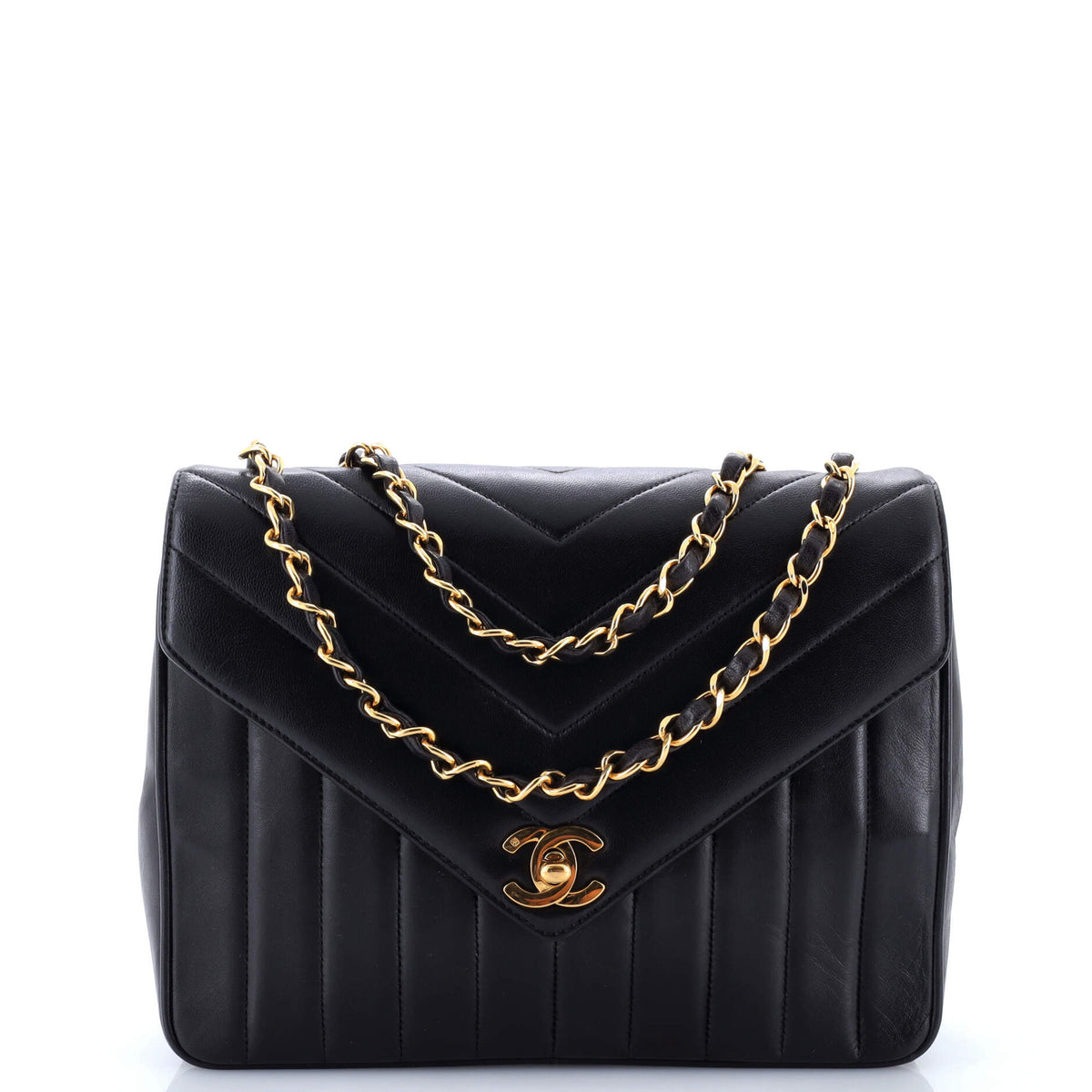 Vintage Envelope Flap Bag Chevron Lambskin Small