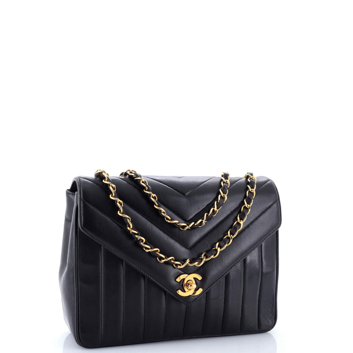 Vintage Envelope Flap Bag Chevron Lambskin Small