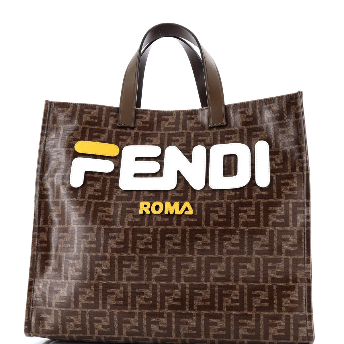 Mania Logo Shopper Tote Zucca Coated Canvas Large