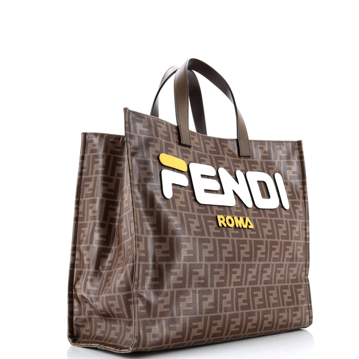 Mania Logo Shopper Tote Zucca Coated Canvas Large