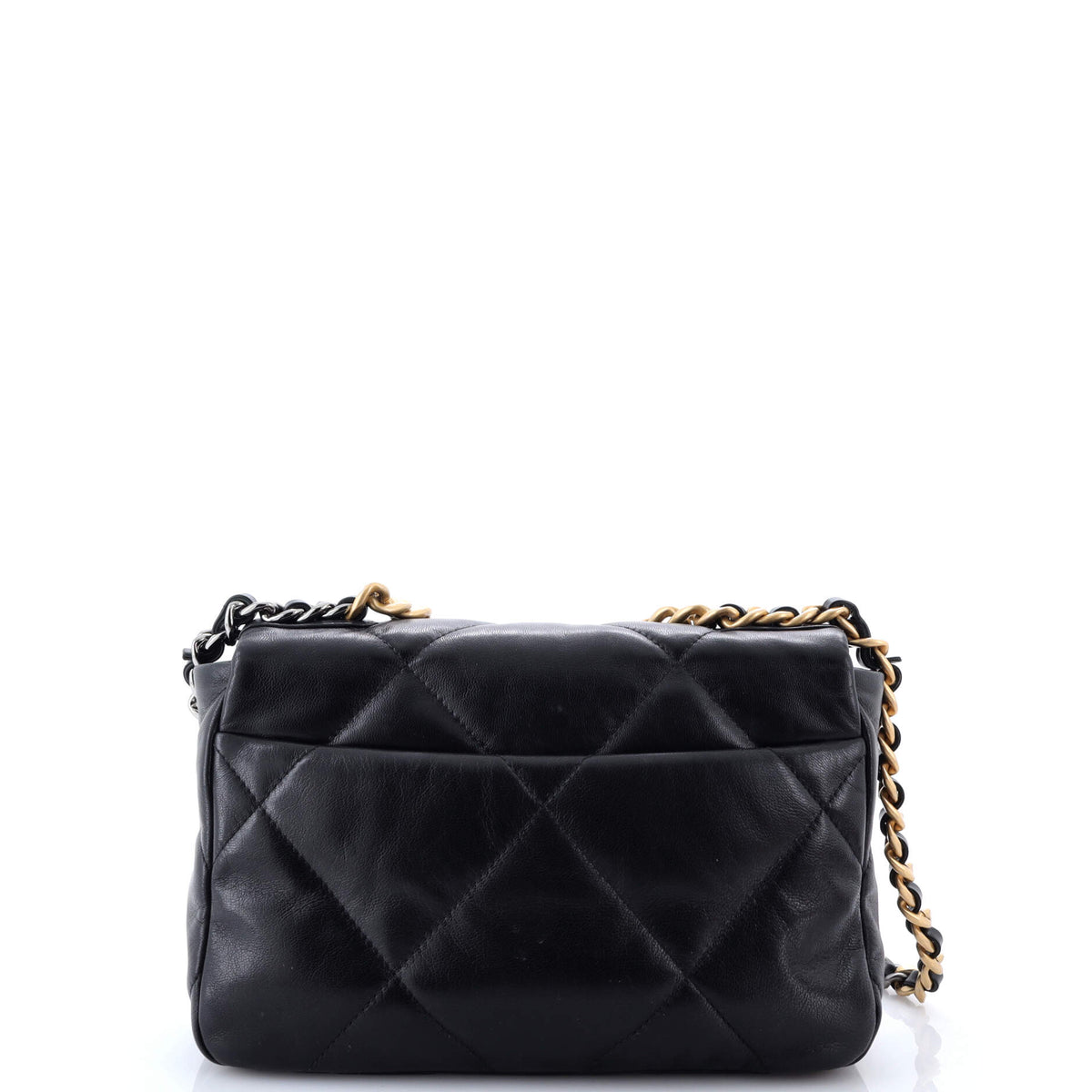 19 Flap Bag Quilted Shiny Crumpled Calfskin Medium