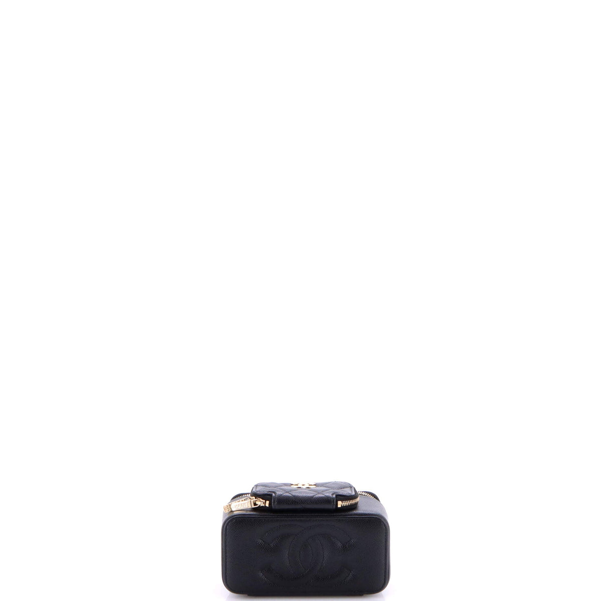 Business Affinity Top Handle Vanity Case with Chain Quilted Caviar Small