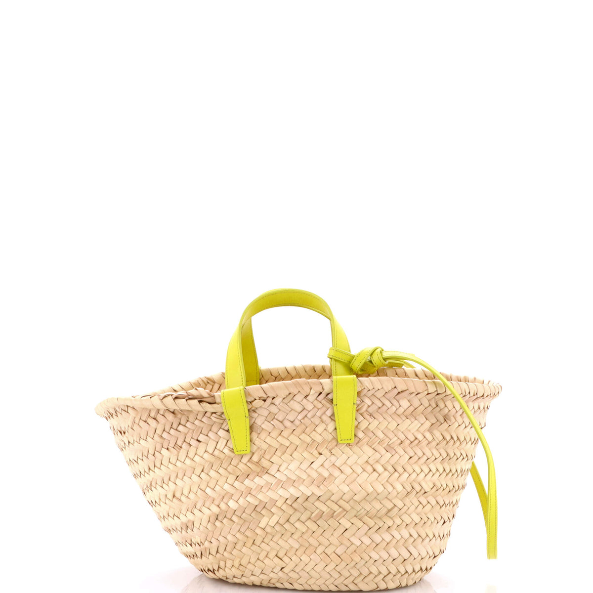 Triomphe Basket Shoulder Bag Raffia with Leather Teen