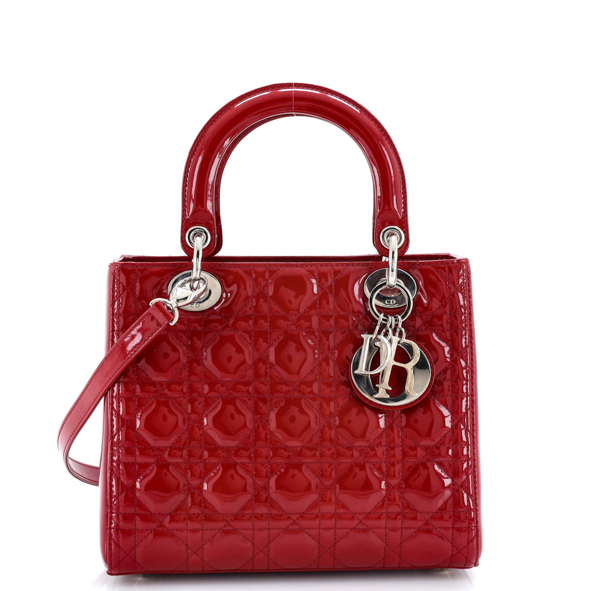 Lady Dior Bag Cannage Quilt Patent Medium