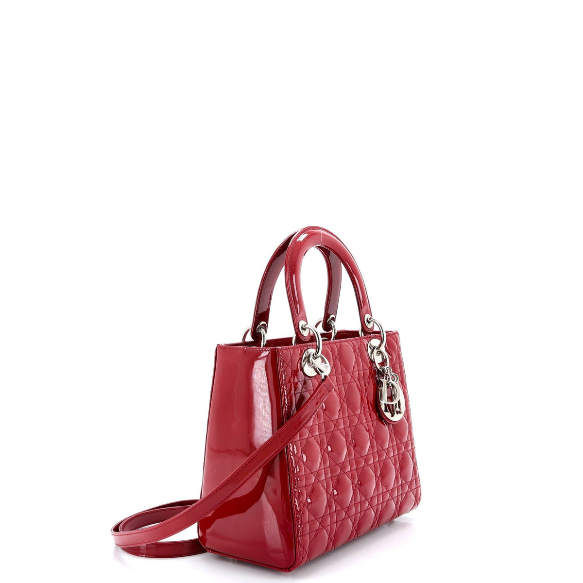 Lady Dior Bag Cannage Quilt Patent Medium