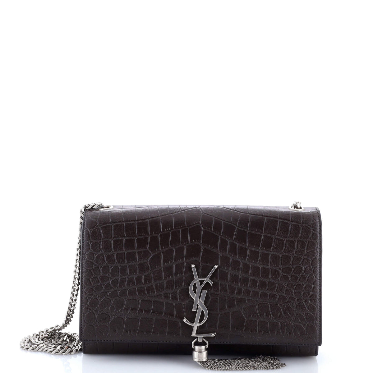 Classic Monogram Tassel Crossbody Bag Crocodile Embossed Leather Medium