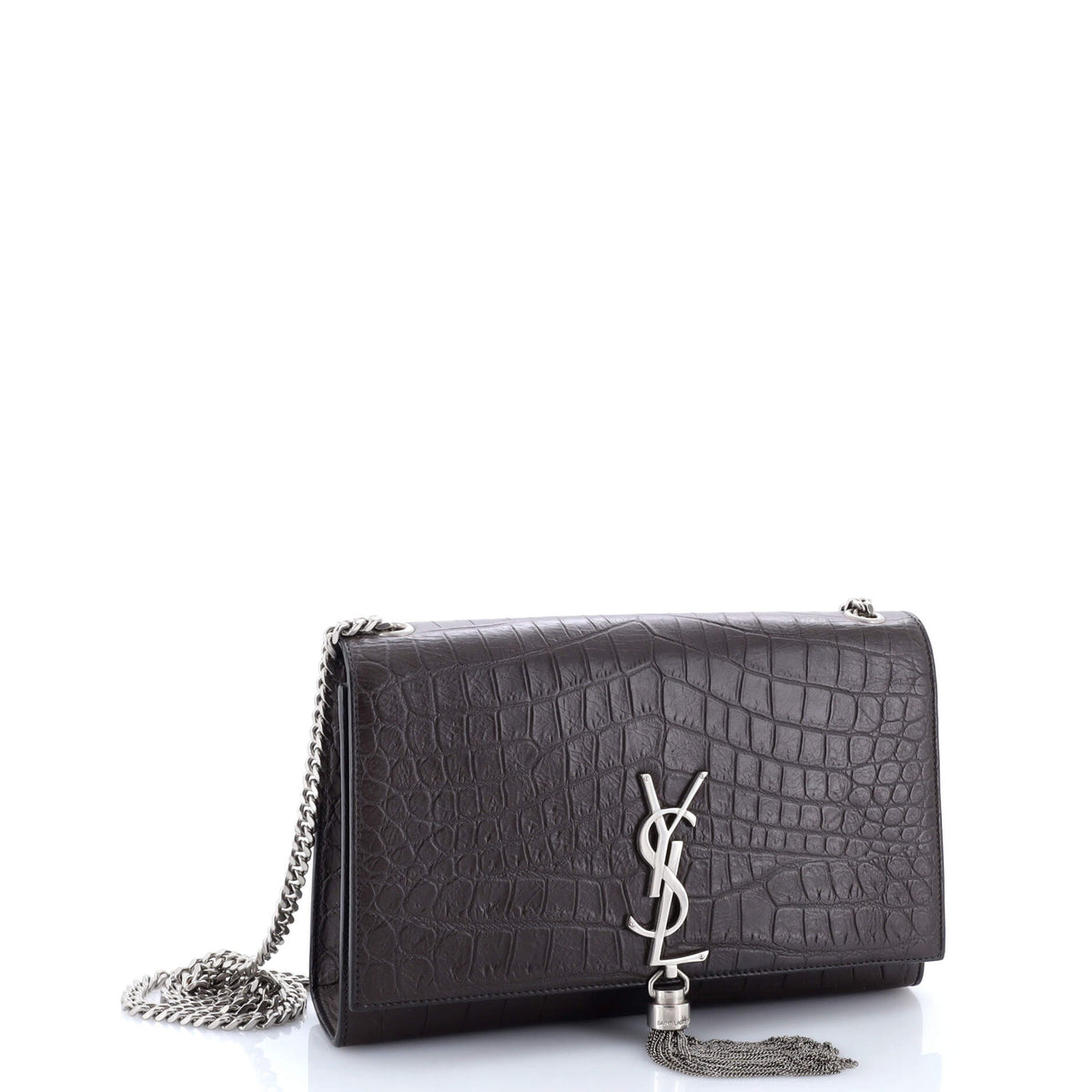 Classic Monogram Tassel Crossbody Bag Crocodile Embossed Leather Medium