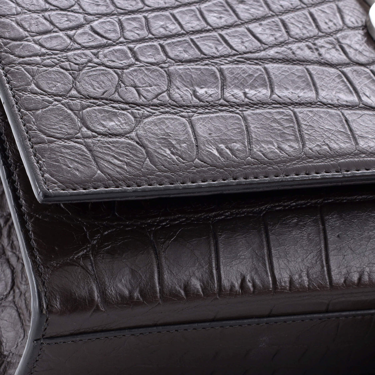 Classic Monogram Tassel Crossbody Bag Crocodile Embossed Leather Medium