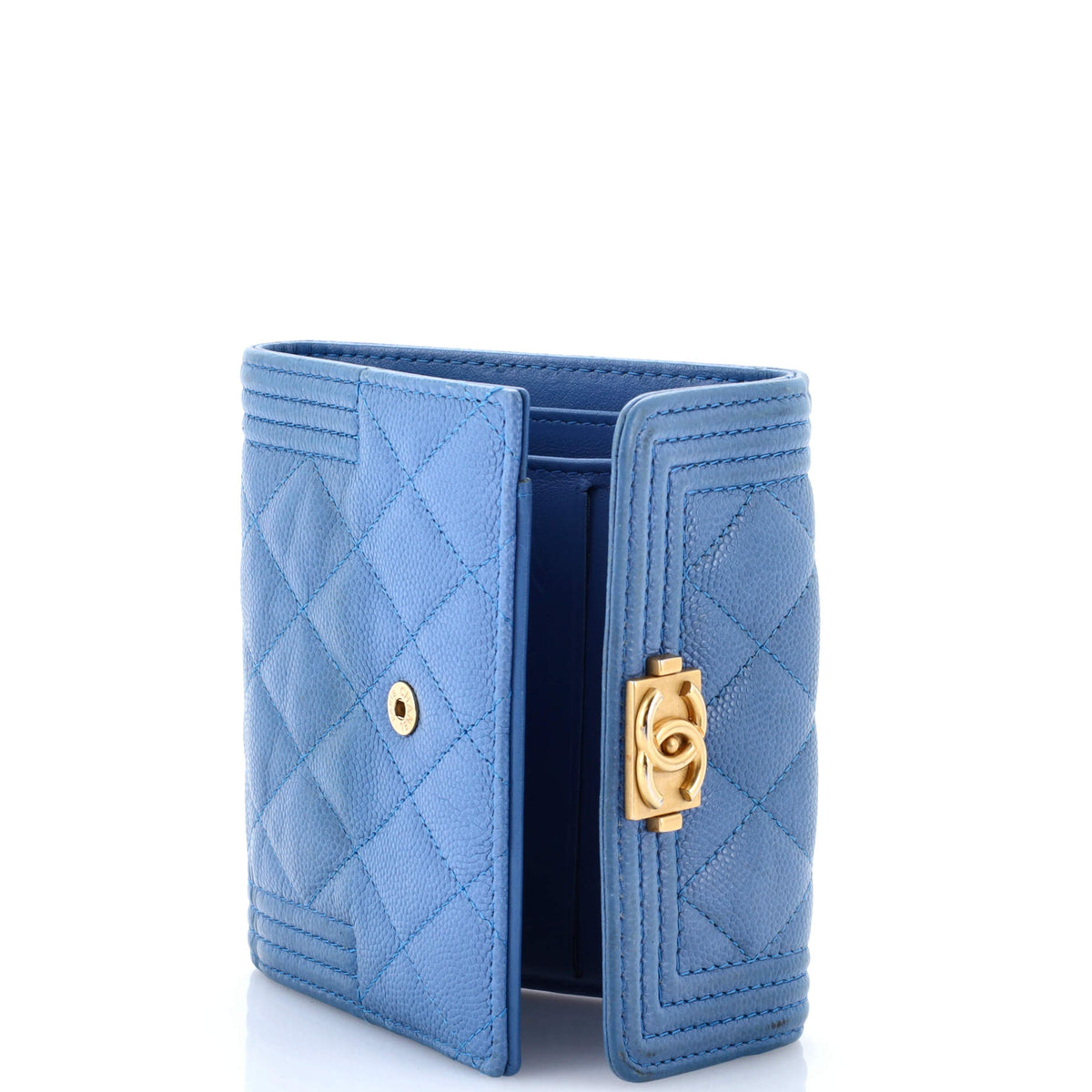 Boy Flap Wallet Quilted Caviar Compact