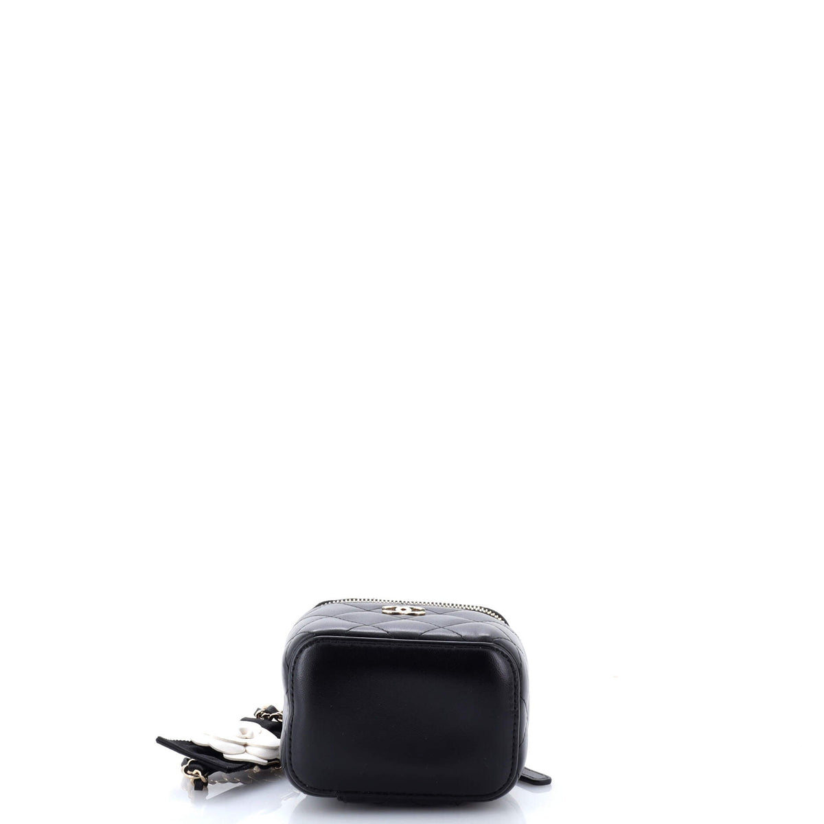 Camellia Bow Vanity Case with Chain Quilted Lambskin Mini