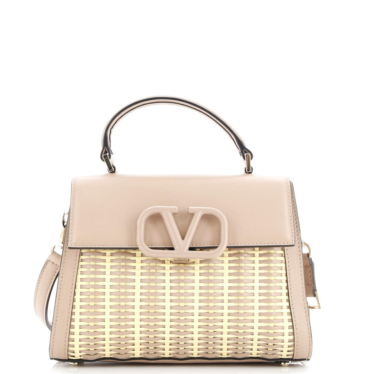 VSling Top Handle Bag Wicker with Leather Small