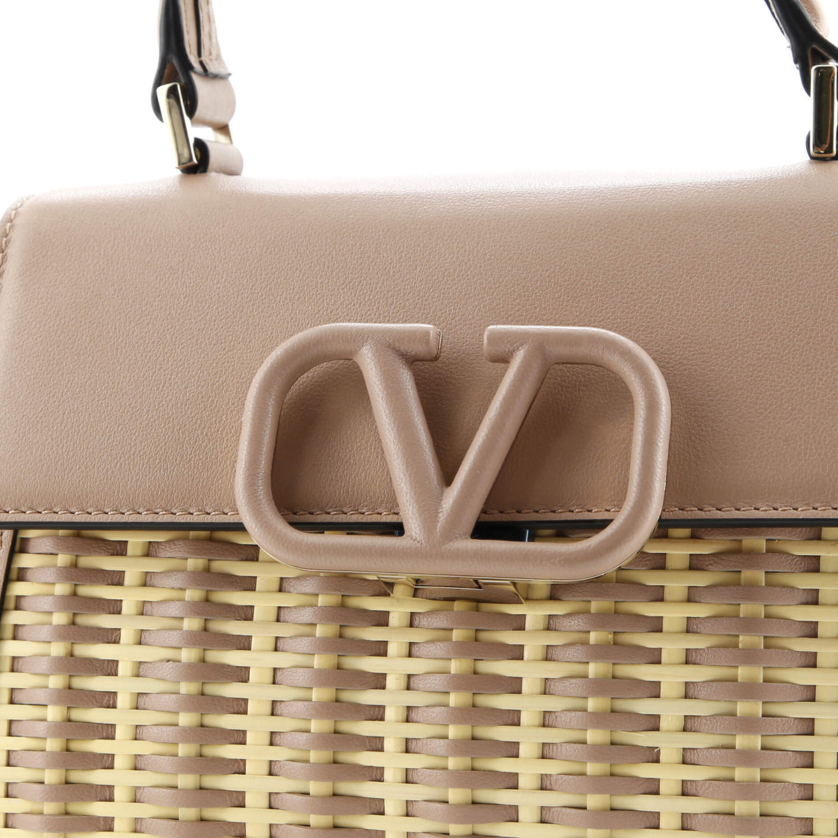 VSling Top Handle Bag Wicker with Leather Small