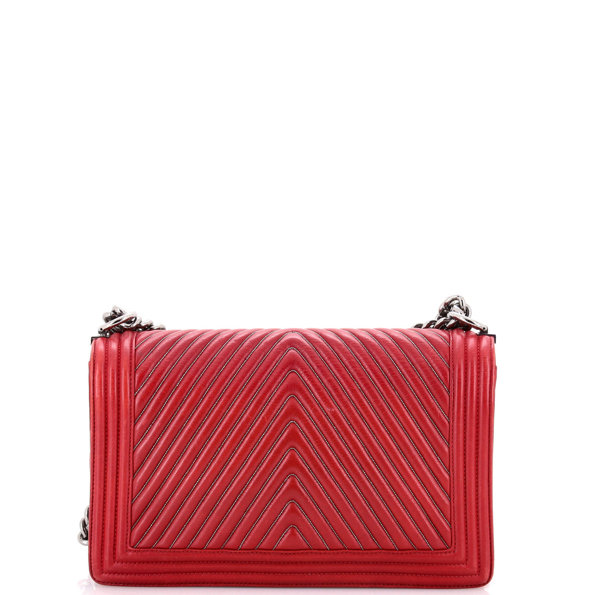 Boy Flap Bag Chevron Calfskin with Micro Chain Detail Old Medium