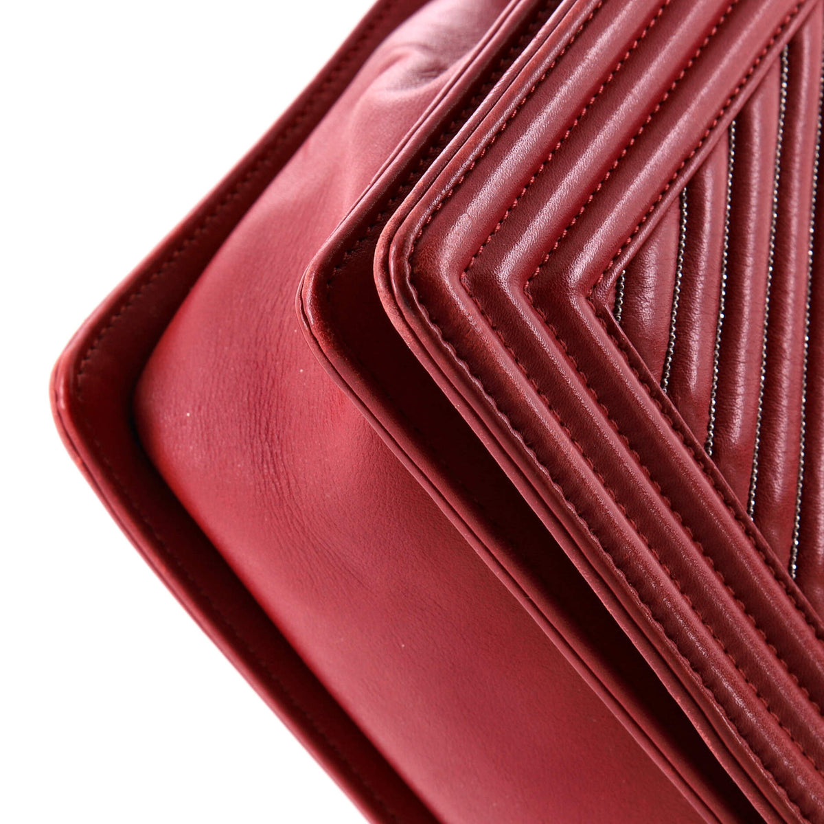 Boy Flap Bag Chevron Calfskin with Micro Chain Detail Old Medium