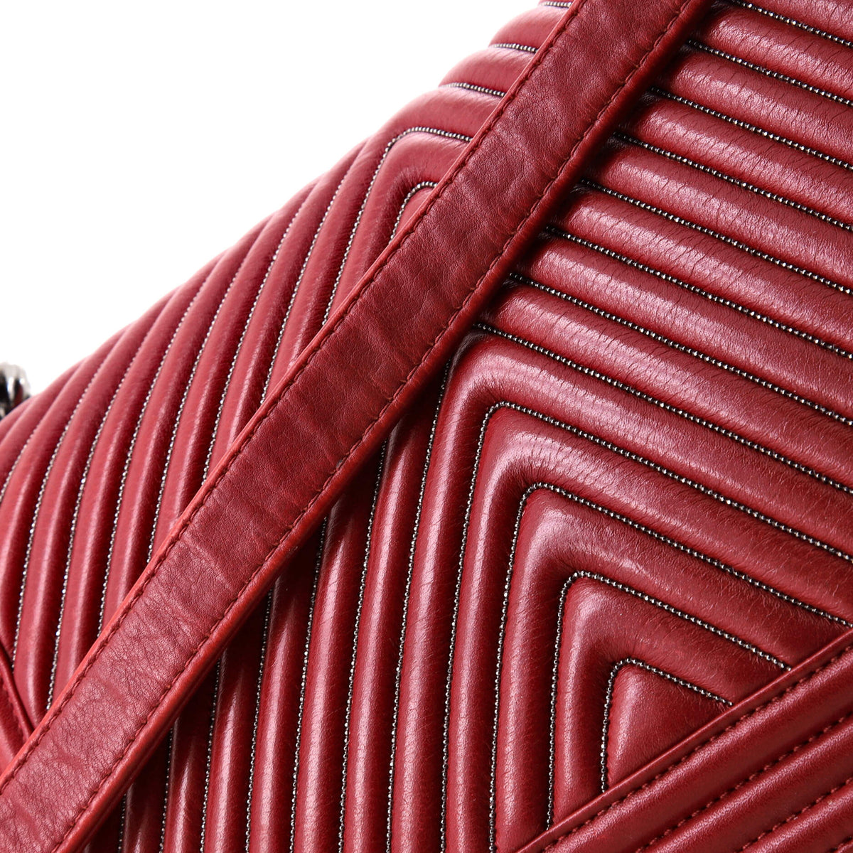 Boy Flap Bag Chevron Calfskin with Micro Chain Detail Old Medium
