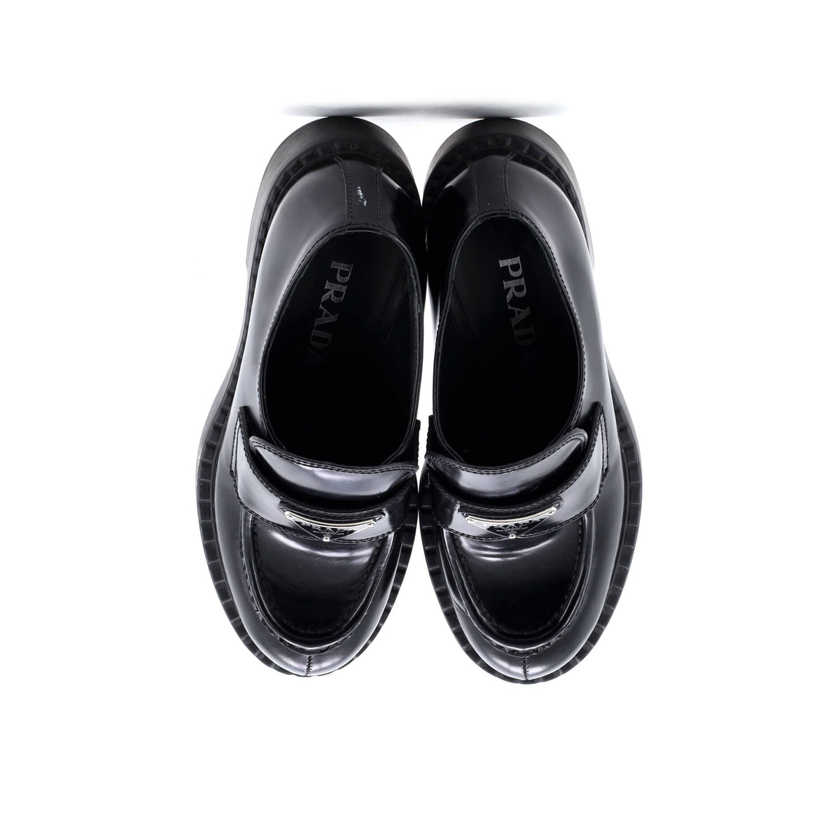 Women's Triangle Logo Loafers Spazzolato Leather