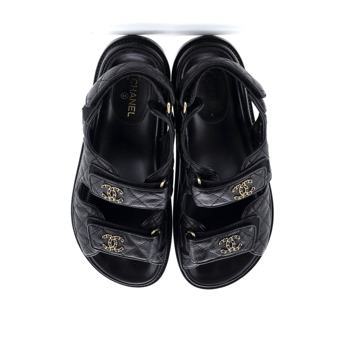 Women's Velcro Dad Sandals Quilted Leather