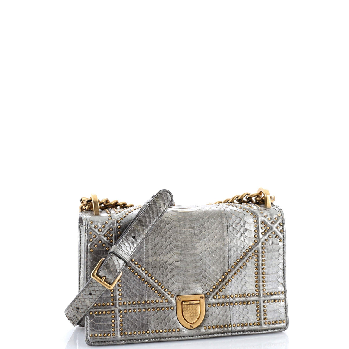 Diorama Flap Bag Embellished Python Small