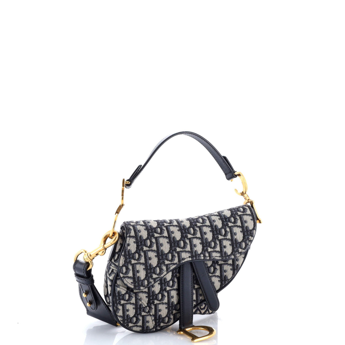 Saddle Handbag with Strap Oblique Canvas Mini