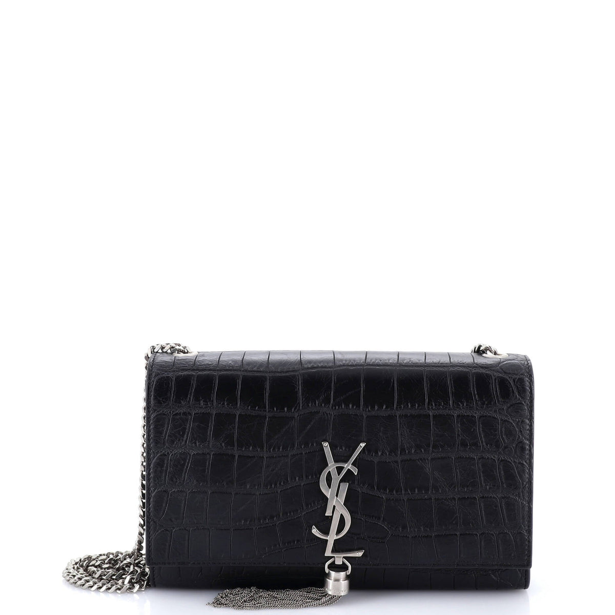 Classic Monogram Tassel Crossbody Bag Crocodile Embossed Leather Medium