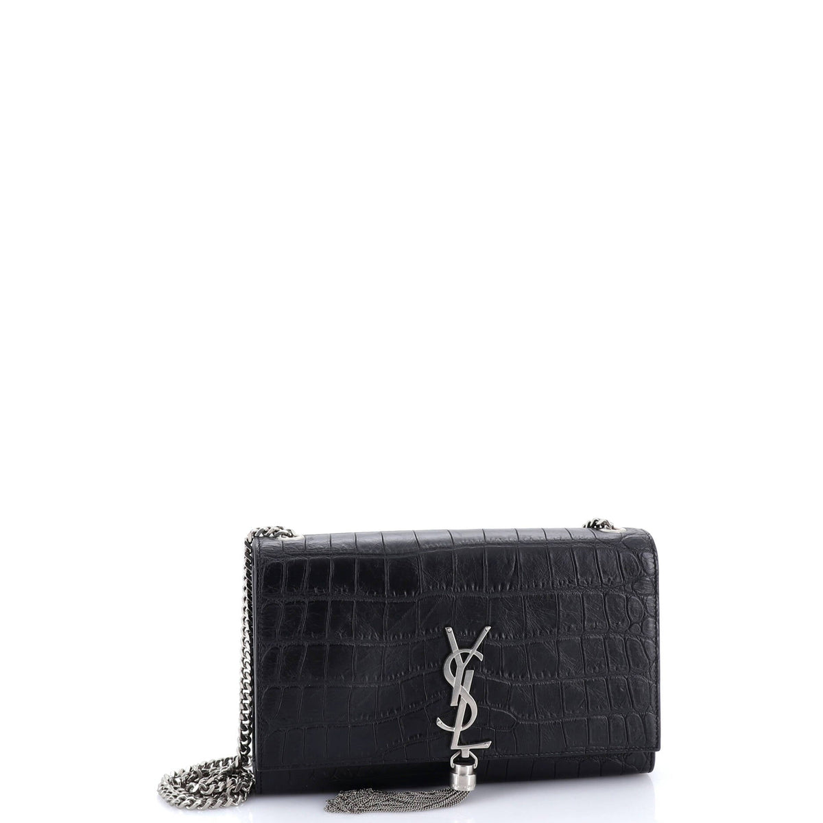 Classic Monogram Tassel Crossbody Bag Crocodile Embossed Leather Medium