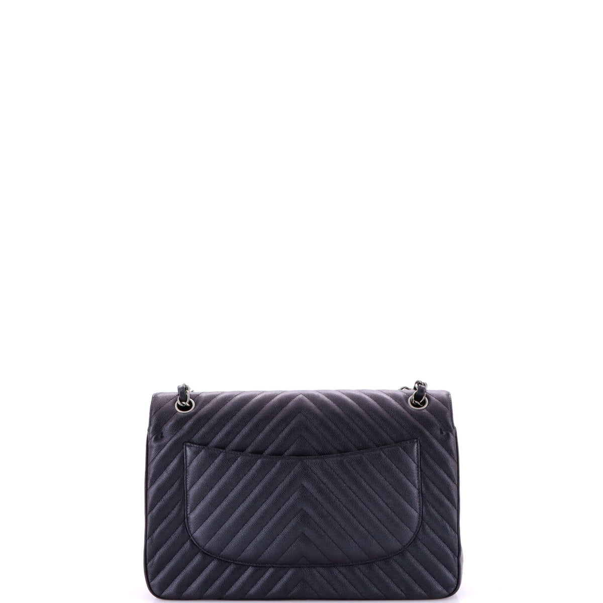 Classic Double Flap Bag Chevron Iridescent Caviar Jumbo