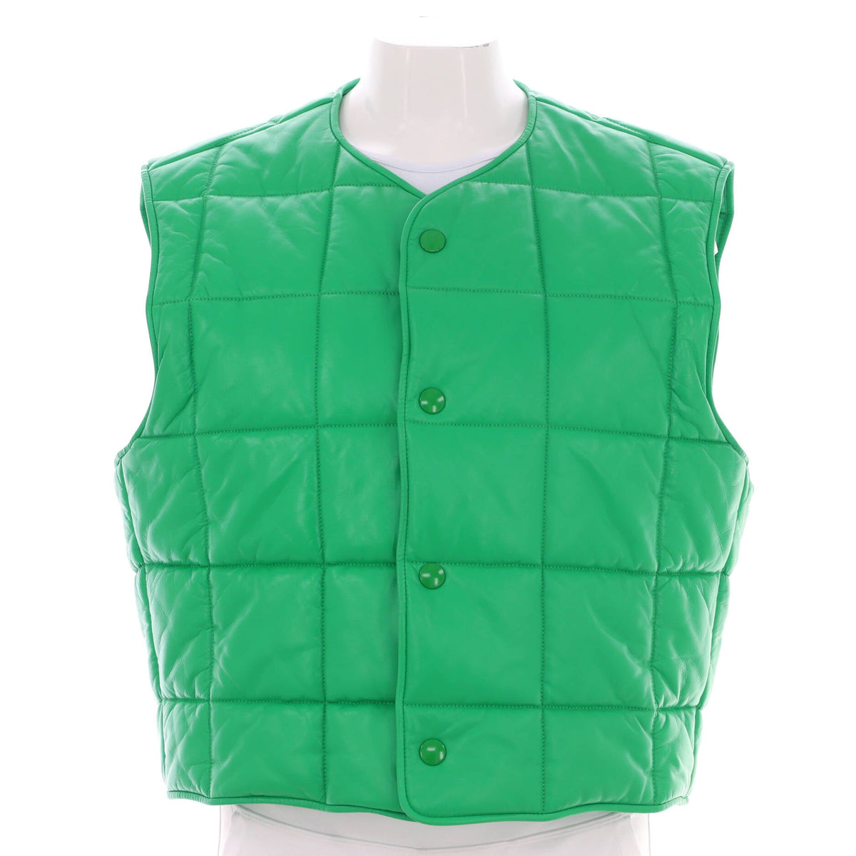 Women's Cropped Button Up Vest Quilted Leather