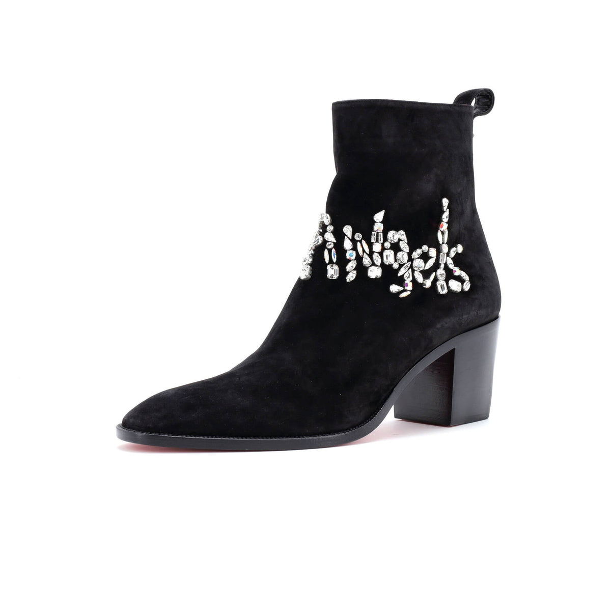 Women's Angels Heeled Ankle Boots Crystal Embellished Suede