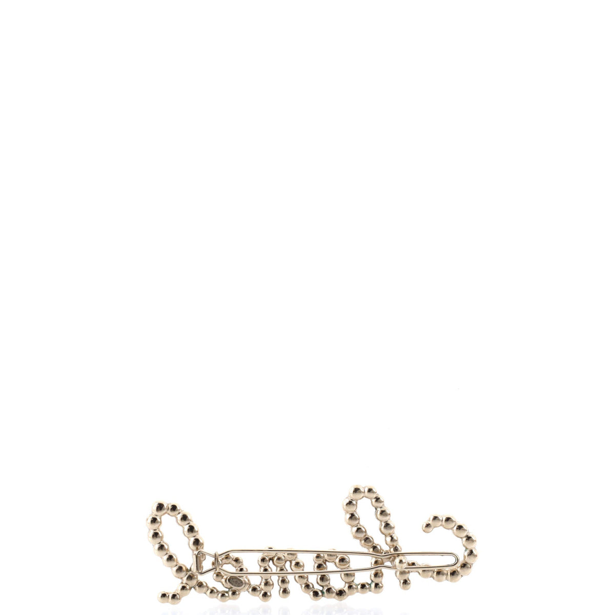 Swirling Logo Hair Clip Metal with Crystals and Faux Pearls