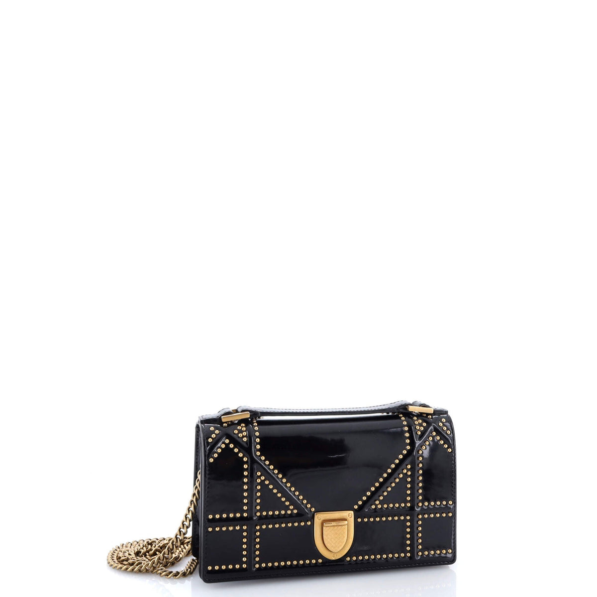 Diorama Flap Bag Studded Patent Small