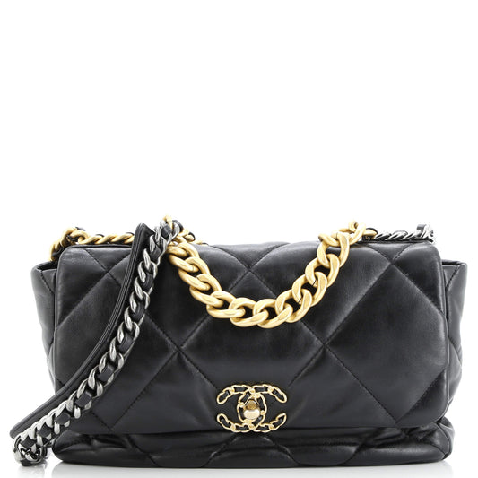 19 Flap Bag Quilted Leather Large