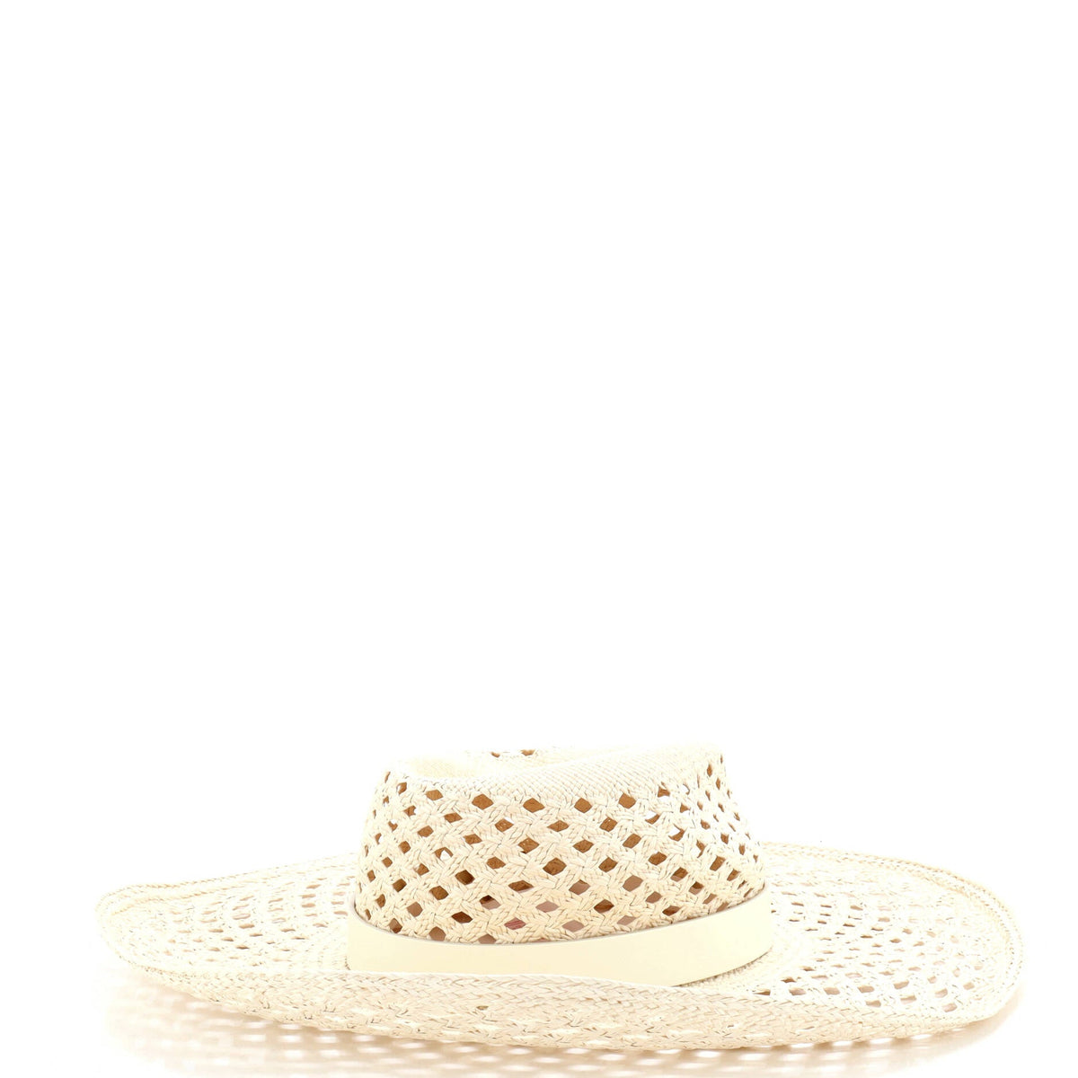 V Signature Sun Hat Woven Straw with Leather